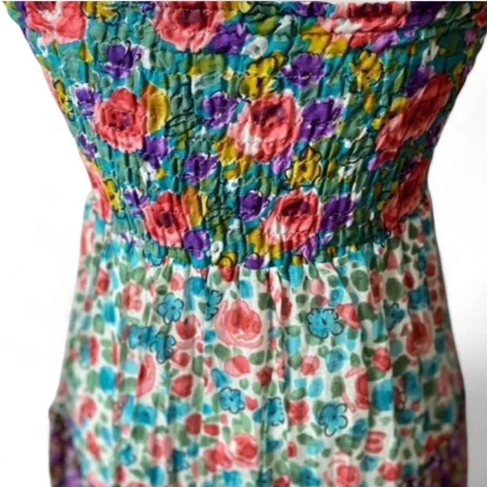 Raviya Tiered Floral Midi strapless dress SZ M - Picture 7 of 8